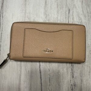 Coach Beige Leather Zip Wallet